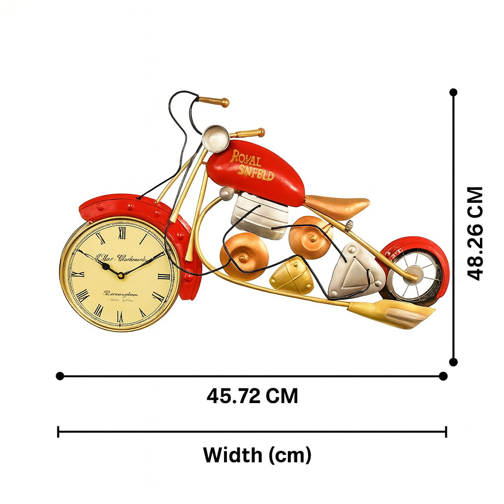 Handcrafted Metal Red Bike Clock – Perfect Gift for Bike Lovers & Home Decor