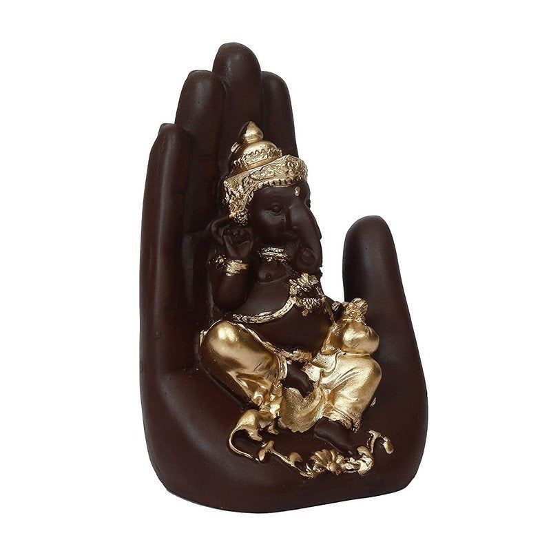 Elegant Black & Gold Ganesha Idol in Hand Design