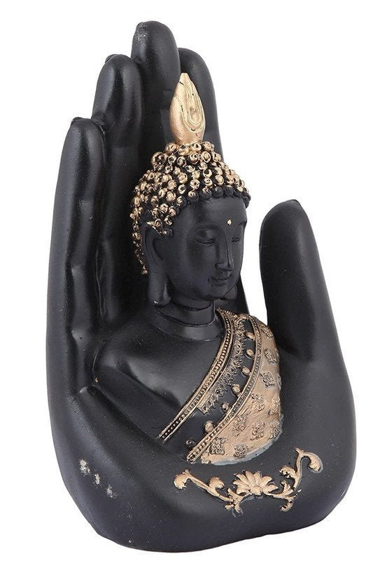 Handcrafted Lord Meditating Hand Palm Buddha Idol Statue