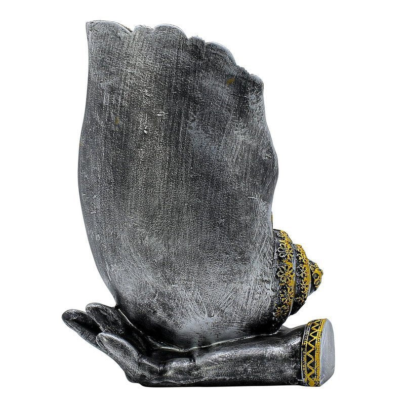 Ganesha on Conch Shell Statue (Metal/Stone)