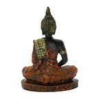Samadhi Buddha Statue, Black and Orange with Jewelled Robe, 7.5 inch Height