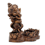 Antique Copper Ganesha Flute Tea Light Holder