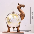 Antique Finish Metal Camel Globe – Handcrafted Showpiece for Living Room & Office Decor