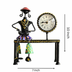 Artistic Metal Sitting Doll with Clock – Handcrafted Table Decor & Perfect Gift Item