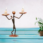Antique Metal Lady Baby Candle Stand – Handcrafted Decor Piece for Table & Living Room