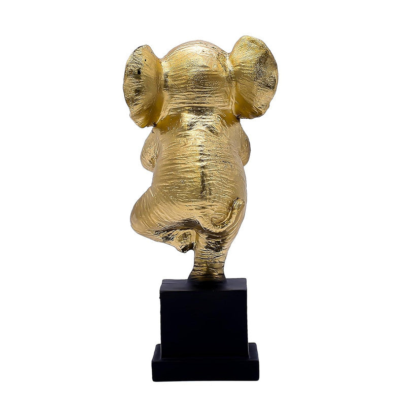 Golden Yoga Elephant Figurine - Meditative Elephant Statue for Home Decor