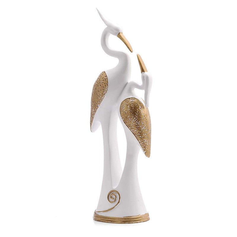 Elegant White and Gold Crane Statue for Home Decor - Perfect Gift Idea