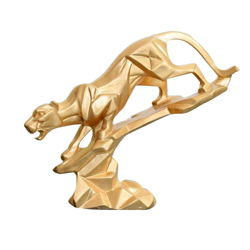 Golden Geometric Leopard Sculpture - Modern Artistic Home Decor