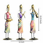 Handcrafted Metal Standing Lady Musician | Elegant Decorative Showpiece for Home & Office Décor | Artistic Rajasthani Folk Art Figurine