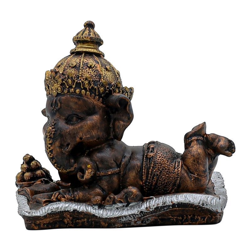 Gold & Silver Ganesha on Conch Shell