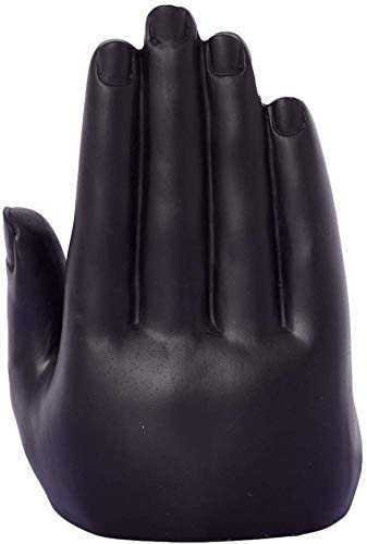 Hand-Crafted Buddha Hand Mudra Statue, Black & Gold Resin Ornament