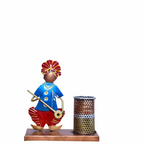 Artistic Blue Men Pen Holder – Handcrafted Metal Desk Decor & Organizer
