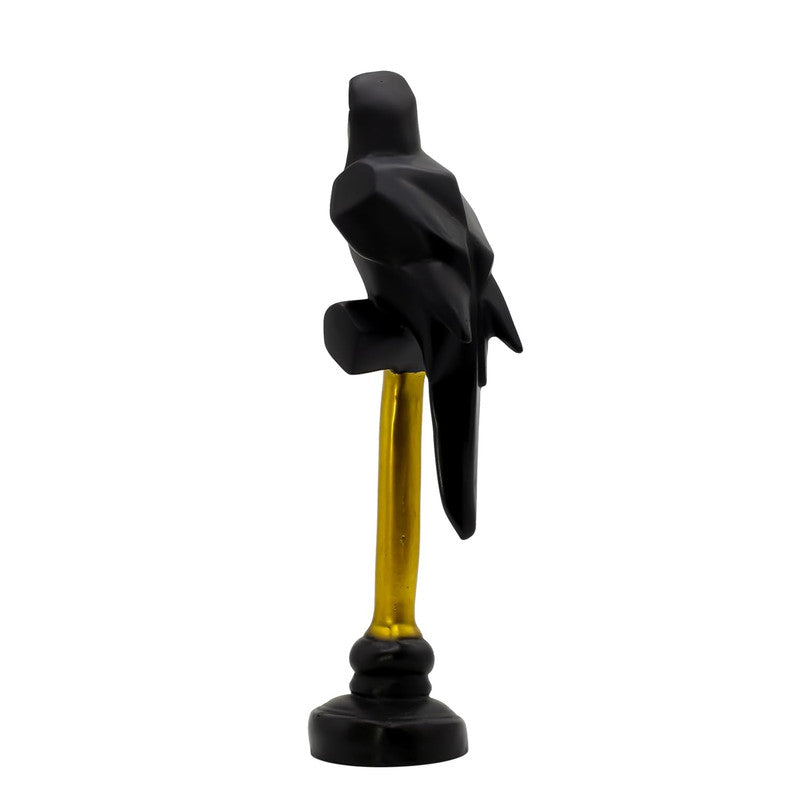 Elegant Black Parrot Sculpture with Gold Accents - Unique Home Decor Piece