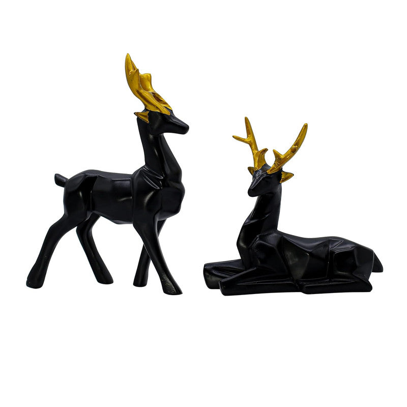 Elegant Black Deer Statues with Golden Antlers - Perfect Home Decor for Modern Living Spaces