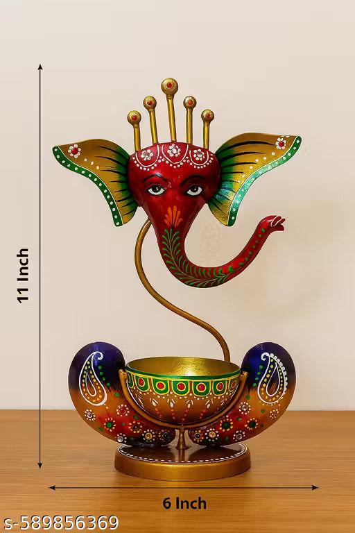Handcrafted Metal Ganesha Tea Light Holder