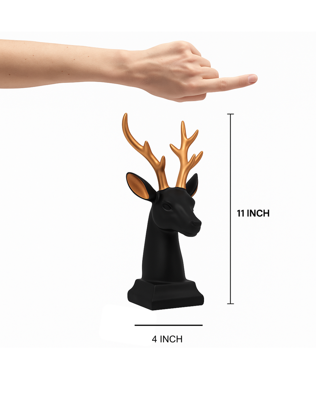 Elegant Black Deer Head with Gold Antlers - Contemporary Wall Hanging Sculpture