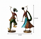 Handcrafted Dandiya Couple Metal Showpiece