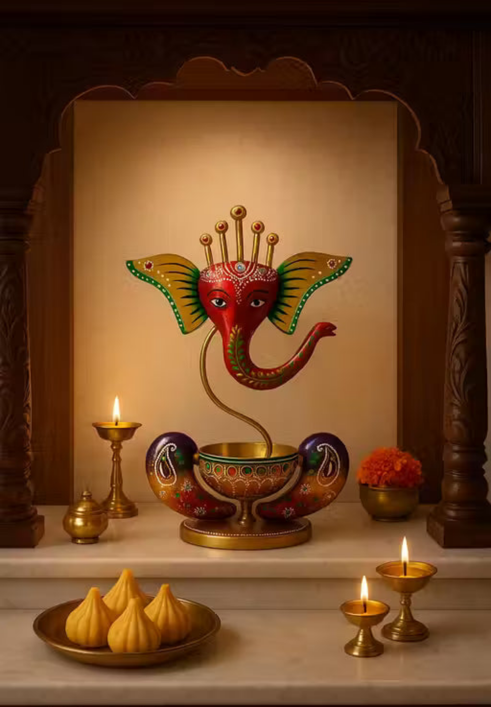 Handcrafted Metal Ganesha Tea Light Holder
