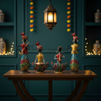 Handcrafted Rajasthani Musician Figurines Metal Showpiece Set of 4