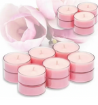 Round Scented Candles, Set Of 12, Rose Pink - Rose
