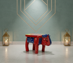 Handcrafted Wooden Elephant Stool – Decorative Painted Showpiece