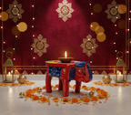 Handcrafted Wooden Elephant Stool – Decorative Painted Showpiece