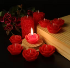 Set of 10 Red Rose Scented Candles | Pure Soy Wax Pillar & Floating Rose Candles