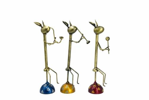 Antique Golden Rabbit Musician Figurine – Handcrafted Metal Art Sculpture for Living Room Decor