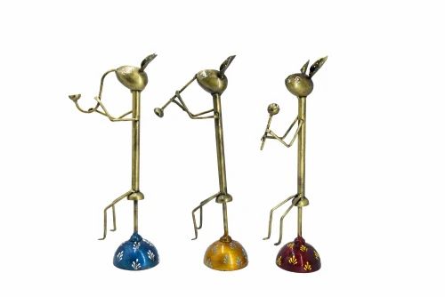 Antique Golden Rabbit Musician Figurine – Handcrafted Metal Art Sculpture for Living Room Decor