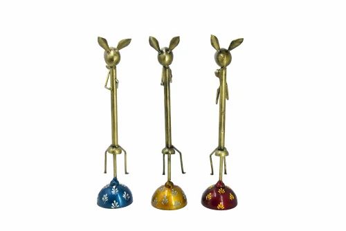 Antique Golden Rabbit Musician Figurine – Handcrafted Metal Art Sculpture for Living Room Decor