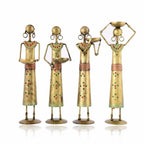 Beautiful Antique Metal Lady Figurine Set – Handcrafted Showpiece for Living Room Decor