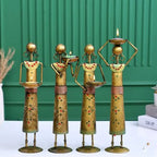 Beautiful Antique Metal Lady Figurine Set – Handcrafted Showpiece for Living Room Decor
