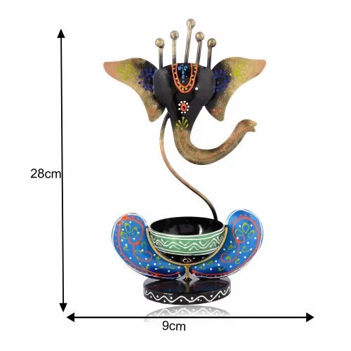Beautiful Metal Ganesh T-Light Holder – Handcrafted Black Candle Stand for Elegant Home Decor