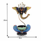 Beautiful Metal Ganesh T-Light Holder – Handcrafted Black Candle Stand for Elegant Home Decor