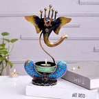 Beautiful Metal Ganesh T-Light Holder – Handcrafted Black Candle Stand for Elegant Home Decor