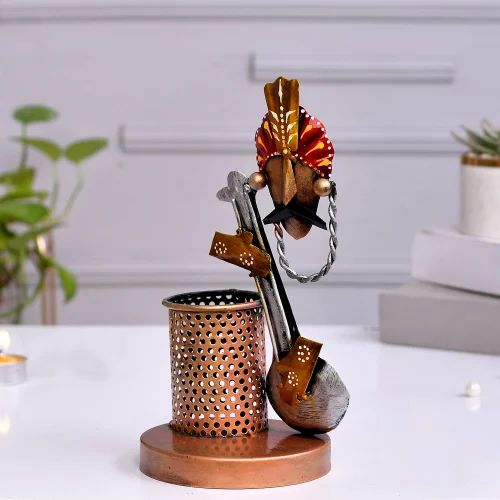 Handcrafted Guitar Design Pen Stand – Stylish Metal Stationery Holder for Office