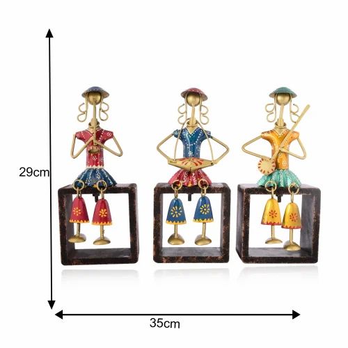 Artistic Metal Musician Figurines – Handcrafted Stool Doll Set for Home Decoration