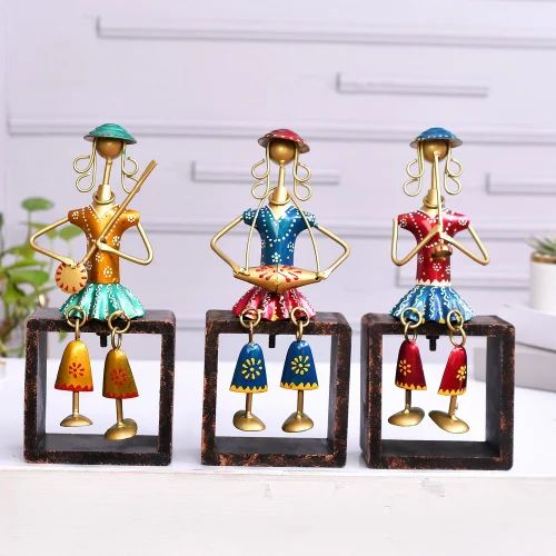 Artistic Metal Musician Figurines – Handcrafted Stool Doll Set for Home Decoration