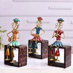 Artistic Metal Musician Figurines – Handcrafted Stool Doll Set for Home Decoration