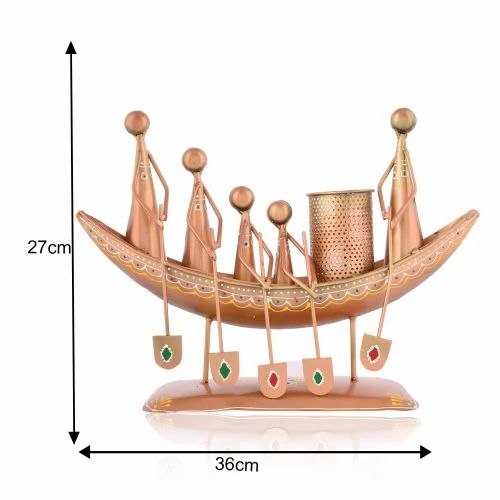 Nautical Style Metal Boat Pen Stand – Handcrafted Table Decor & Office Accessory