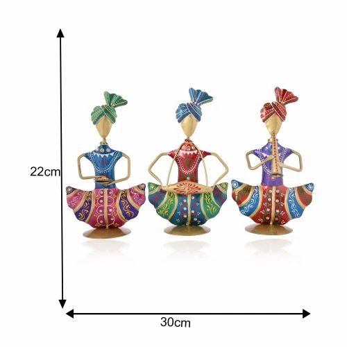 Traditional Indian Sardar Musician Set – Handcrafted Metal Figurines for Home & Office Decor