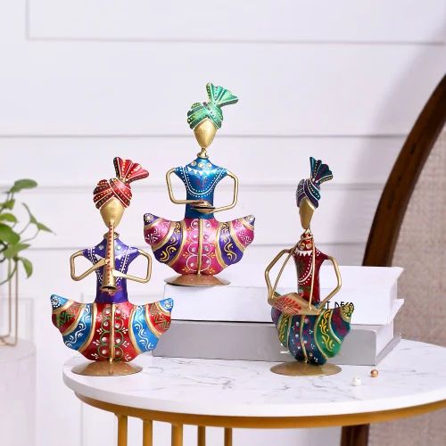 Traditional Indian Sardar Musician Set – Handcrafted Metal Figurines for Home & Office Decor