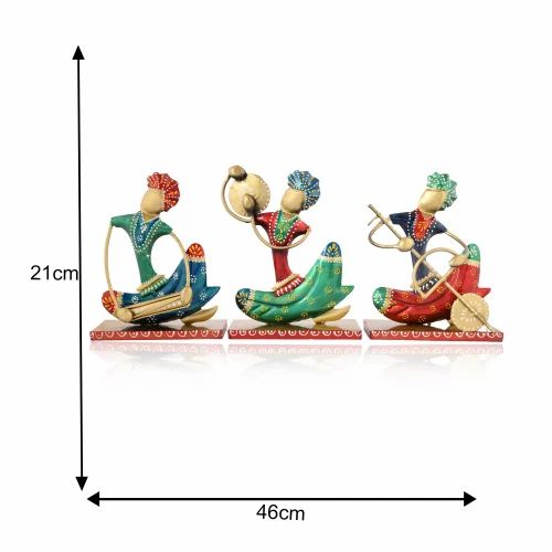 Rajasthani Folk Musician Sculpture Set – Handcrafted Metal Nagpur Lite Showpieces for Home Decor