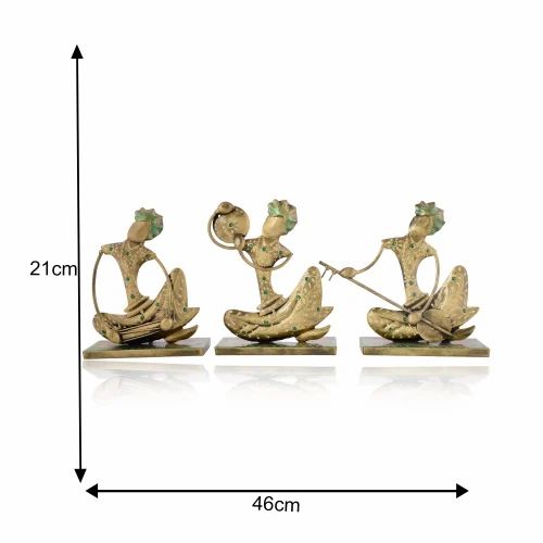 Decorative Metal Nagpuri Musician Showpiece Set – Handcrafted Table Decor for Home & Office