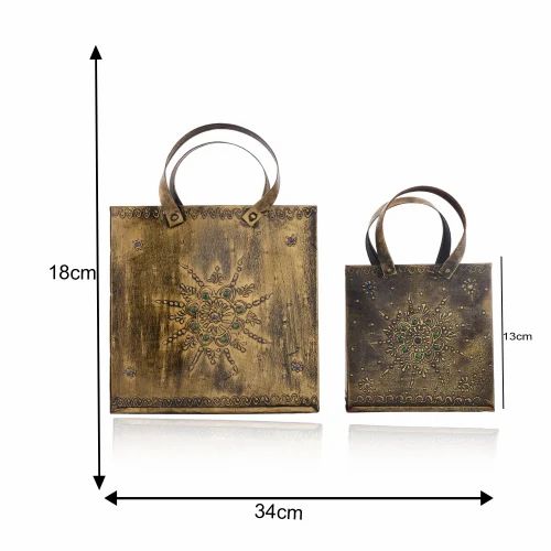 Premium Metal Handbag Figurine – Handmade Decorative Showpiece for Home & Office Decor