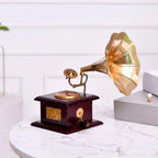 Metal Decorative Antique Gramophone | Retro Music Showpiece for Table, Living Room & Gift Purpose