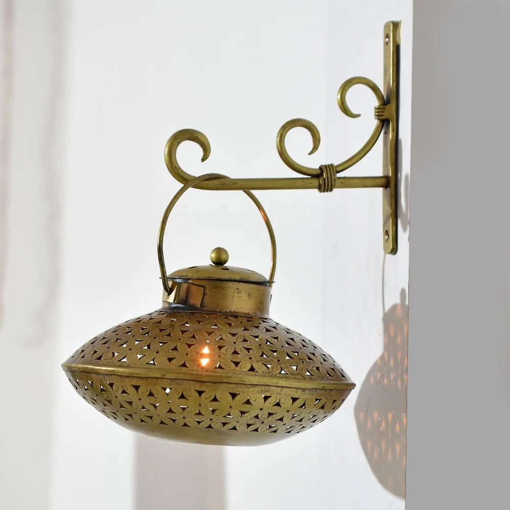 Golden Metal Decorative Deghi with Stand | Elegant Handcrafted Home Decoration Pot for Living Room