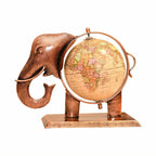 Handcrafted Metal Elephant with Globe | Antique Decorative Figurine for Table & Living Room Decor