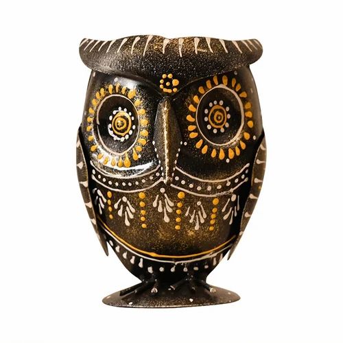 Metal Owl Pen Stand – Artistic Handcrafted Stationery Holder for Table Decor