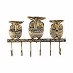 Golden Owl Metal Key Holder – Handcrafted & Hand-Painted Wall Organizer for Home Decor